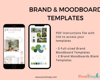 Fully Customizable Ready made 5 Brand Moodboard Templates | Logo Templates | Brand Moodboards | Branding