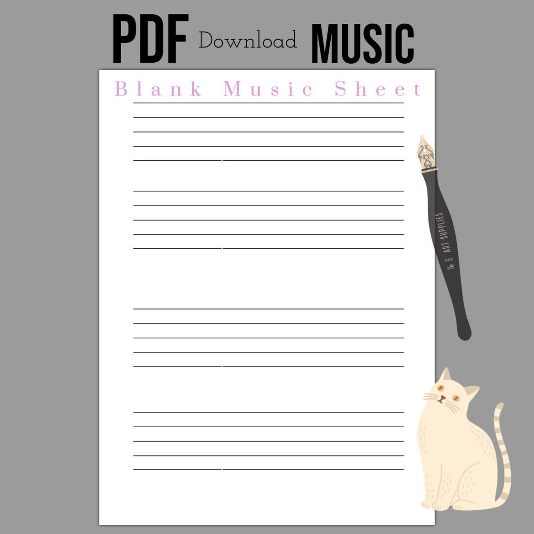 Music Sheet Blank Music Sheet Printable PDF Five Lines Music Lines ...