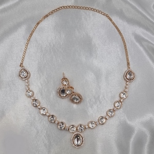Kundan Choker Necklace & Stud Earring Set, Indian Jewellery Set Bridal