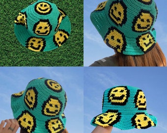 CROCHET HAT PATTERN | Smiley Print Hat