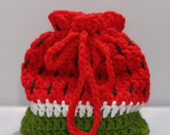 CROCHET PATTERN | Watermelon Drawstring Pouch