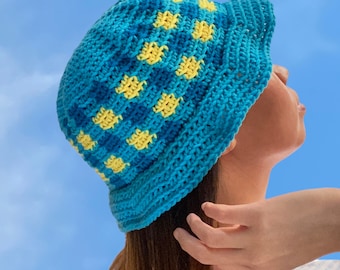 CROCHET HAT PATTERN | Checkered Print Hat