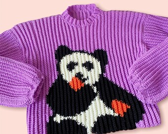 Panda Crochet Sweater Pattern: Oversized Ribbed Cardigan (PDF Pattern)