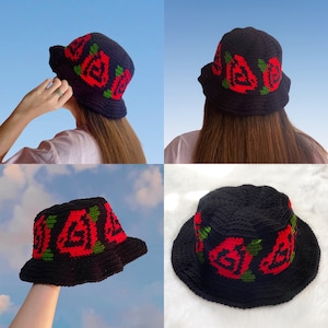 CROCHET HAT PATTERN | Roses Print Hat