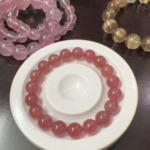 Natural deep pink Madagascar Rose Quartz Bracelet 10MM+
