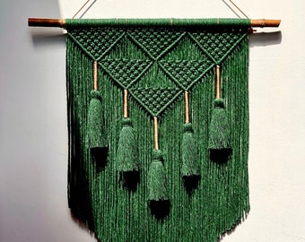 SOFIA Macrame wall hanging I Emerald bottle green I Home decor I Boho interior