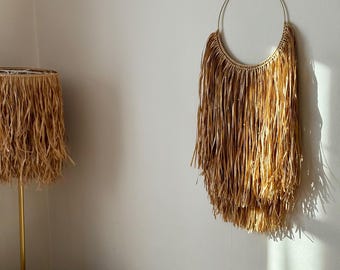 Handmade Raffia Wall Hanging – Coastal Boho Home Decor