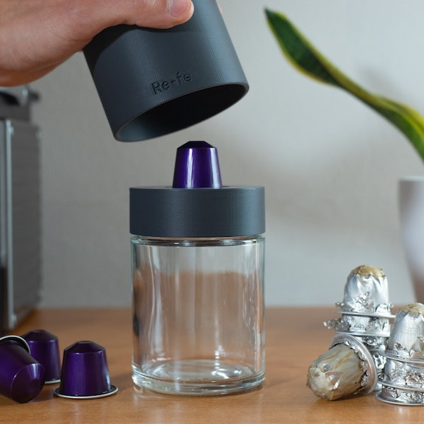 Re-fè - Recycleur de capsules de café | Recycler les capsules de café en aluminium compatibles Nespresso® | Bioplastique compostable | Imprimé en 3D