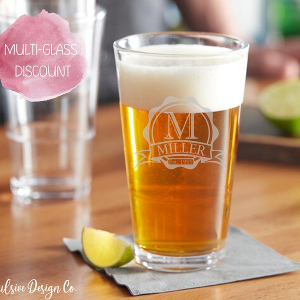 Custom Pint Glass | Laser Engraved Personalization | 16 oz | Bulk Order Discounts