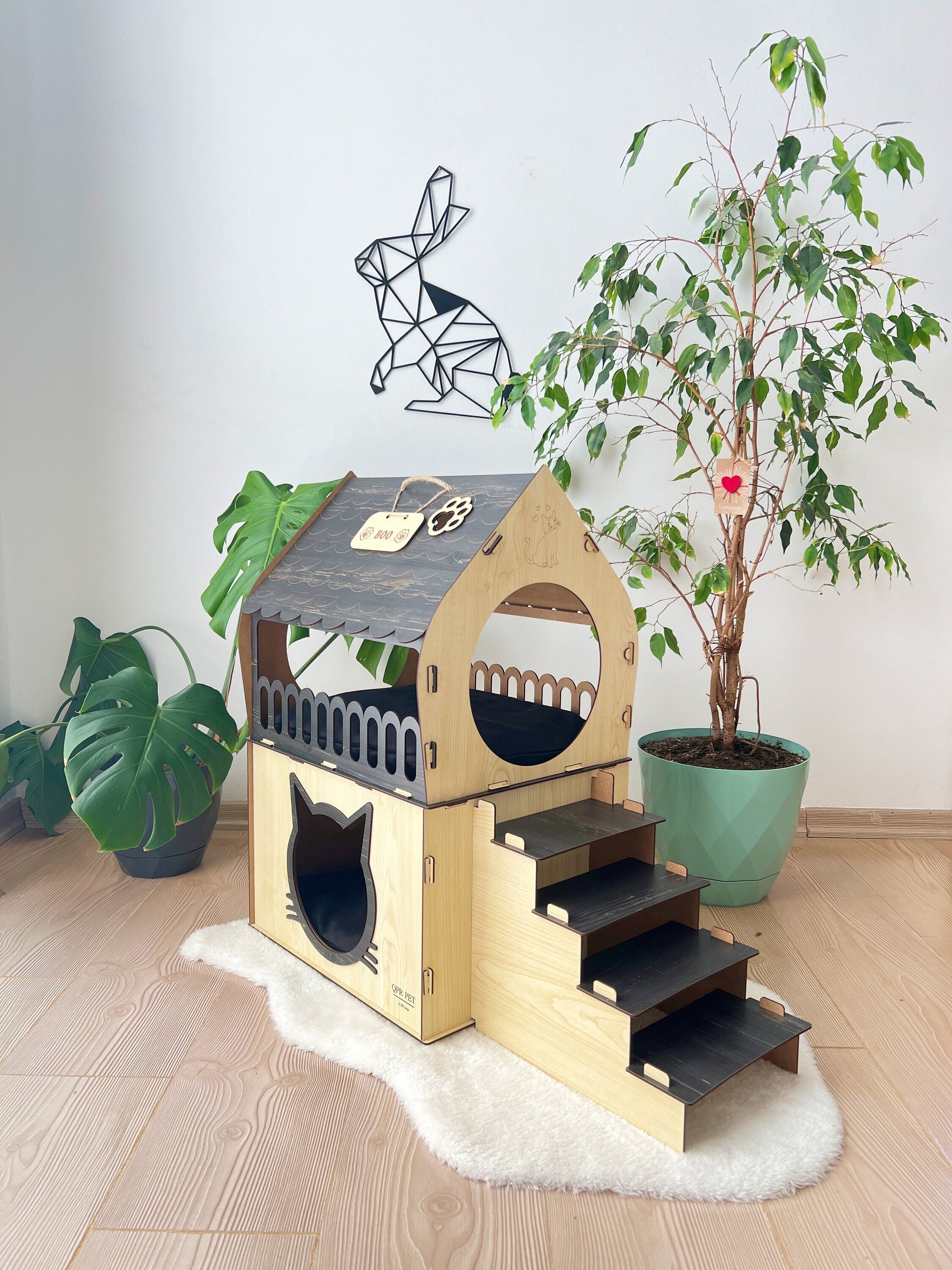 Modern Cat House Extra Large Cat House Wooden Cat House Etsy