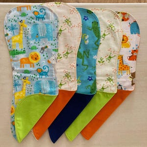 Burp cloths set of 4, 100% cotton flannel, double-sided burp cloths, baby shower, burp rag, baby gift, new baby, sustainable gifting