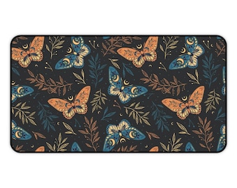 Butterfly Desk Mat, Cottage Core Desk Decor, Lunar Moth Gamer Deskmat