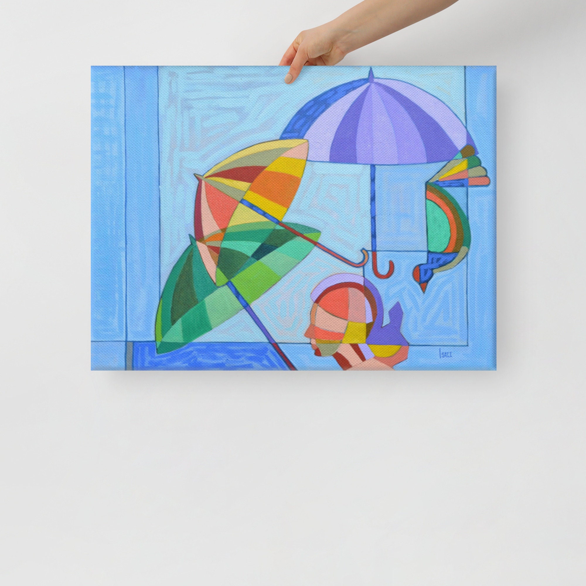 UMBRELLA Canvas Wall Art, Oil Painting Home Decor, Colorful Umbrellas