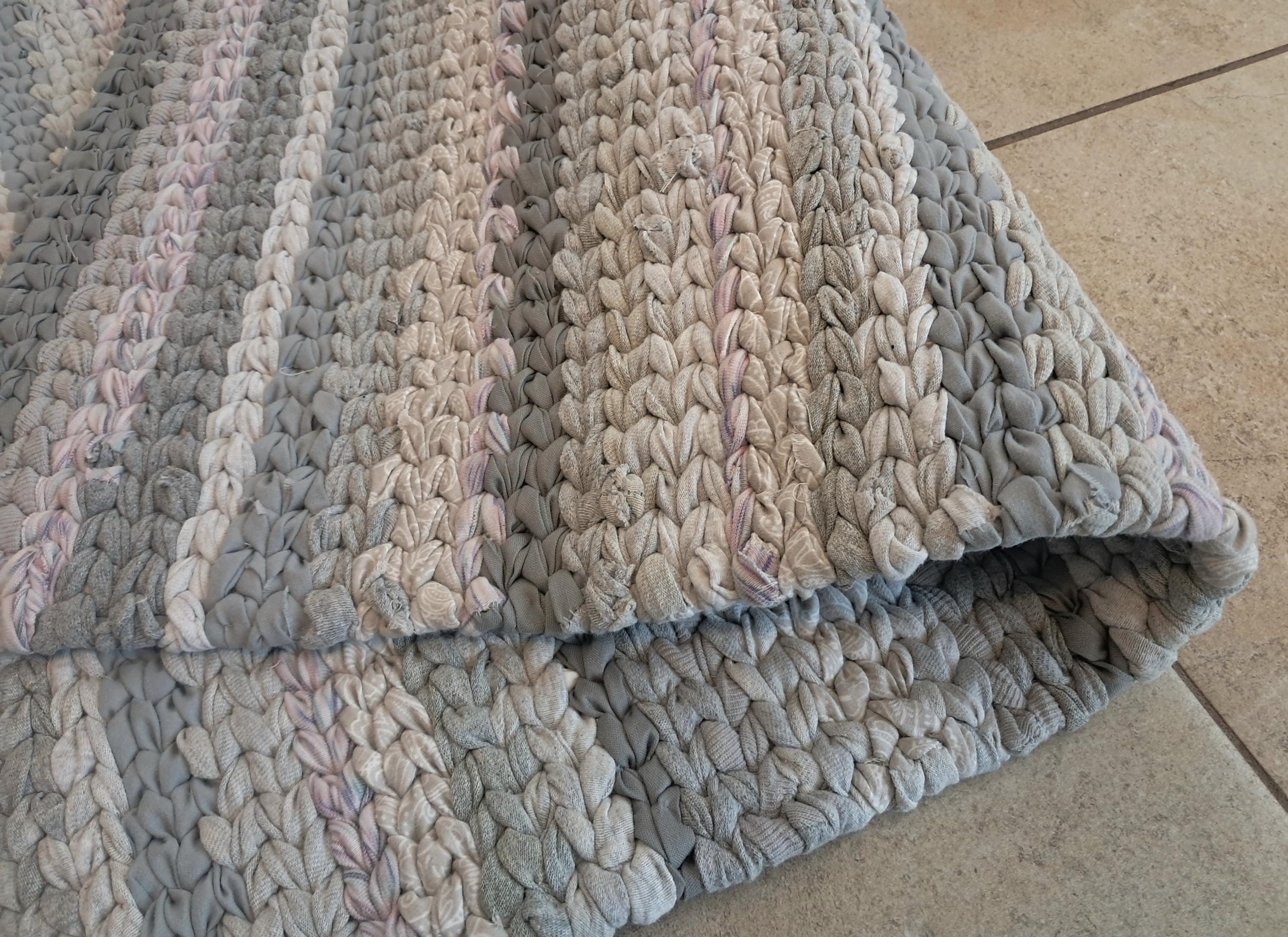 Twining Rag Rug Washable Handmade Twined Rag Rug SHADES OF GRAY Upcycled Cotton Mix 38 ...
