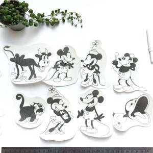Disegni da ricamo a mano "Cartoon" Stick & Stitch, trasferimenti di motivi solubili in acqua - Personaggi animati: mucca, topo, gatto, anatra, amore