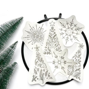 Stick & Stitch Snowflakes and Pines Embroidery Stickers, Water Soluble Transfers, Embroidery Designs for Beginners | Christmas Tree, Festive