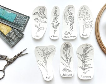 Stick & Stitch "Herbs and Spices" Hand Embroidery Water Soluble Designs - Mint, Pepper, Parsley, Sage, Ginger, Rosemary, Kitchen Garden