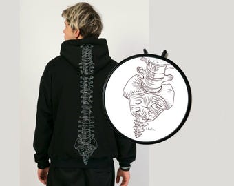 Stick & Stitch "Spine" Water Soluble Embroidery Stickers - bones, skeleton, human anatomy, medical, vertebra, halloween, clothing embroidery