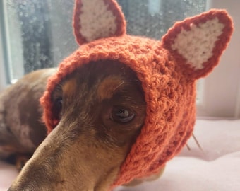Crocheted Fox Snood for Dogs, Pet Costume