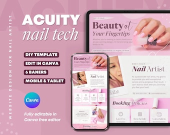 Acuity Scheduling Template: Pink Nail Artist Website (Canva Editable)