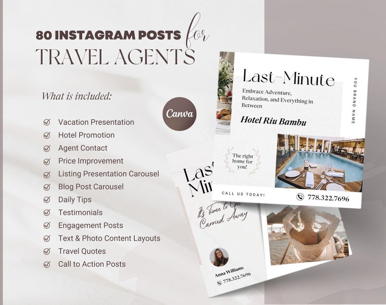 Travel Instagram Post Templates: 80 Canva Editable Designs - Etsy