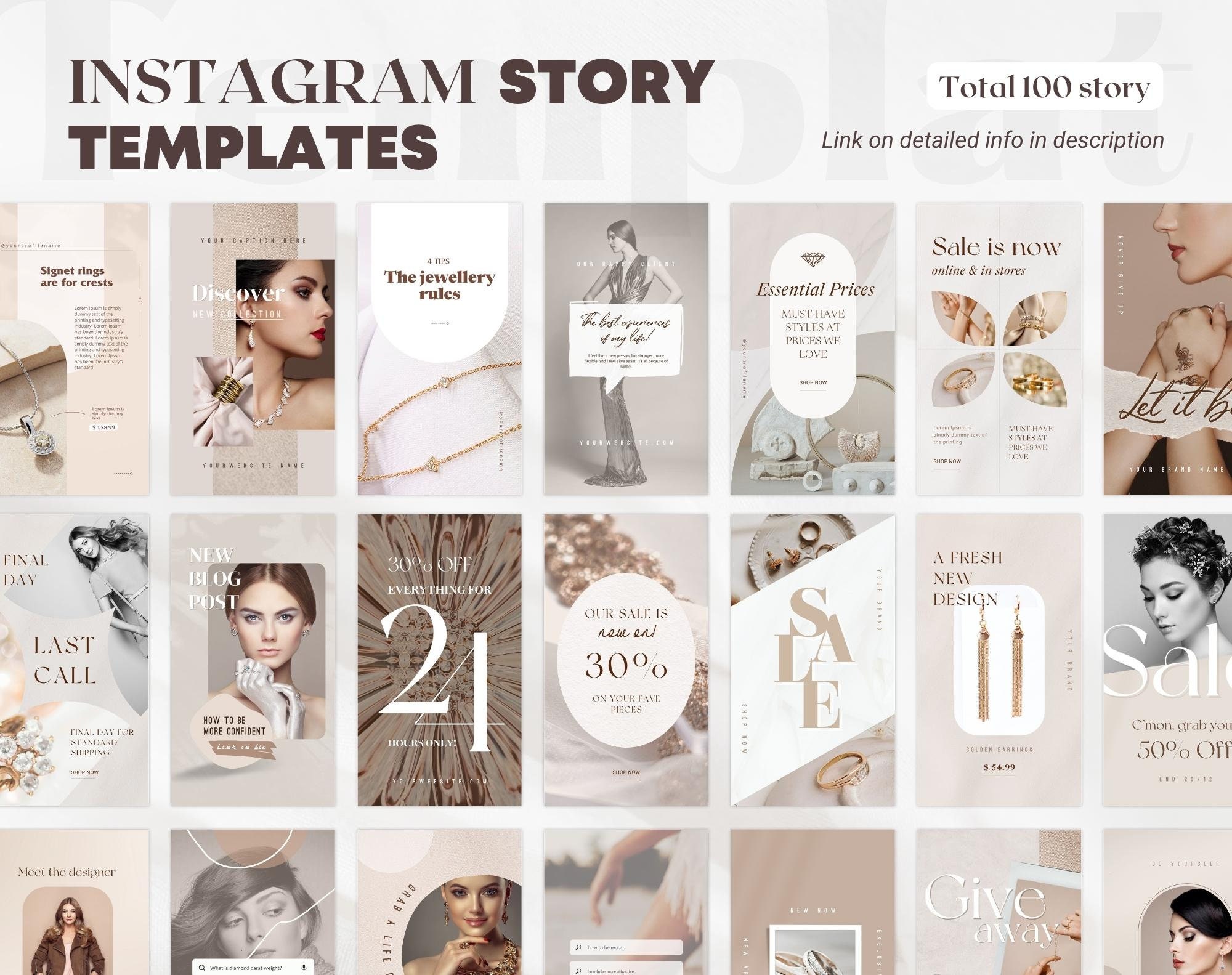 3in1 Jewelry Instagram Template Bundle. Jewelry Social Media Post