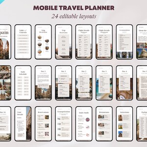 Mobile Travel Itinerary Template: Editable Canva Planner (24 Pages) - Etsy