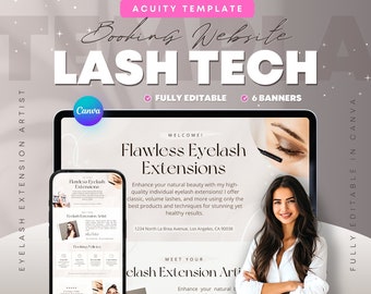 Lash Tech Website Template: Acuity Scheduling & Mobile Banners (Canva)