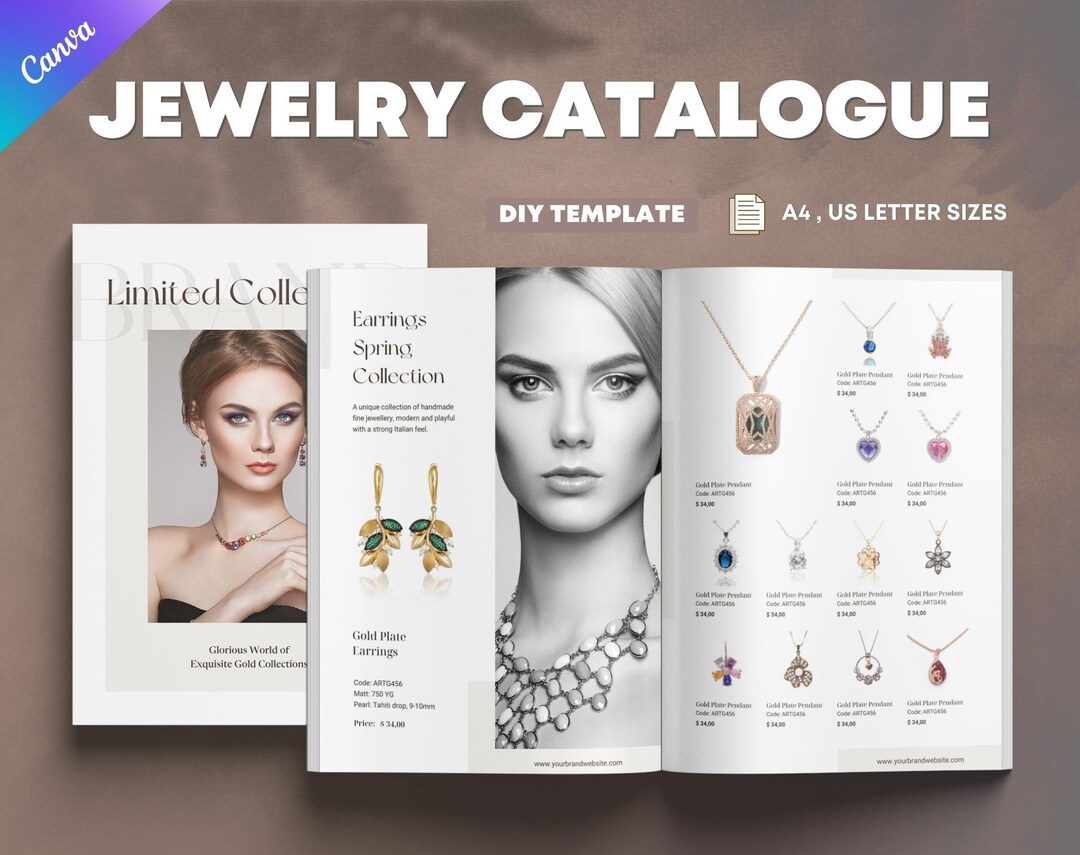 Jewelry Line Sheet Template Product Catalogue. Jewellery Etsy