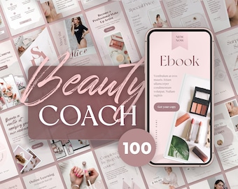 Beauty Coach Aesthetic Story Templates. Instagram Dusty Pink Canva Master Course IG Feed. Skincare, Estheticians, Lash Tech Brand Marketing