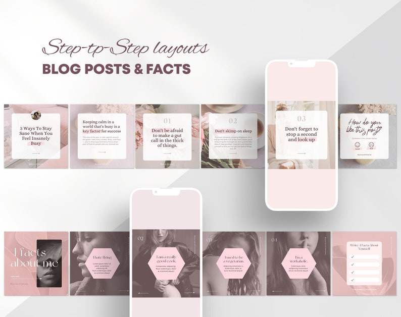Carousel posts templates include unique and interesting ideas of engagement and promotion your services or products. It will be a great Insta booster for your social media feed.