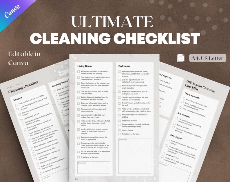 Cleaning checklist for rental host editable after checkout cleaning