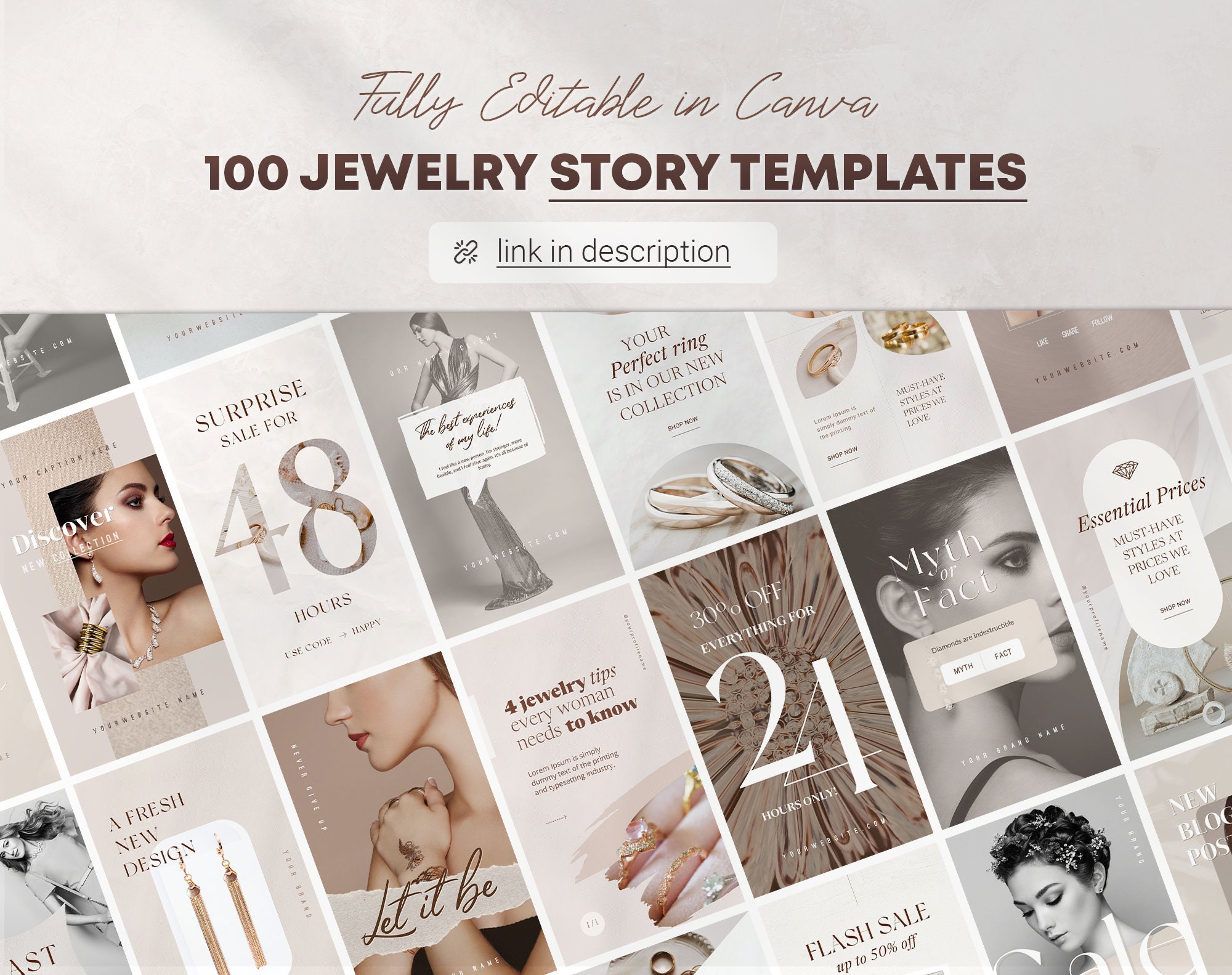 Jewelry Instagram Template Bundle: Canva Social Media Posts - Etsy