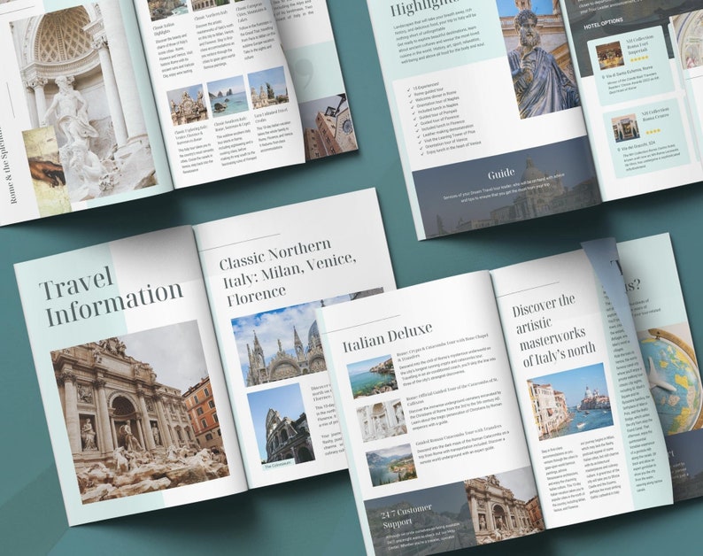 Travel Itinerary Ebook Guide Template. Editable Brochure in Etsy