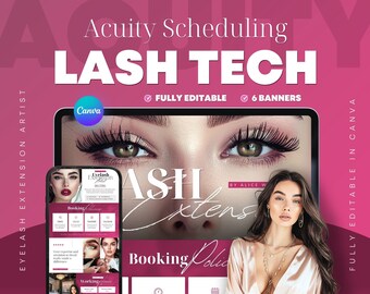 Lash Tech Website Template, Acuity Scheduling Banners (Canva, Digital Download)