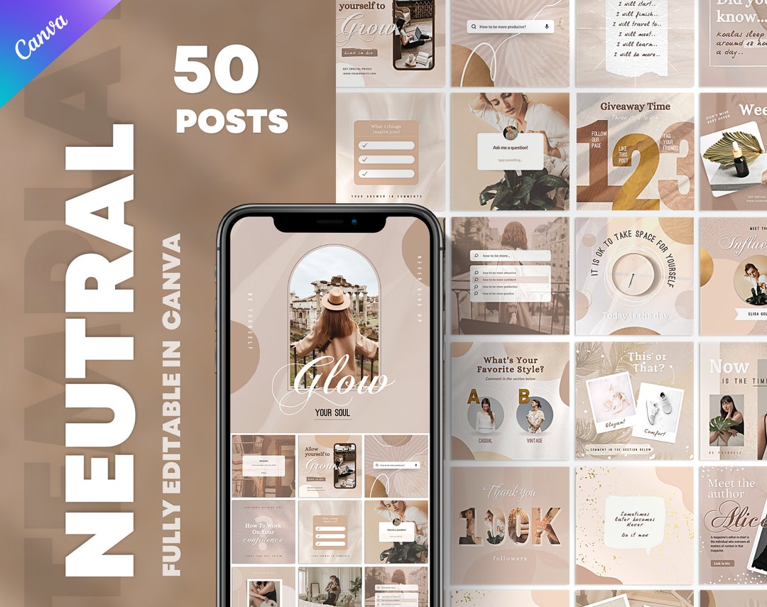 50 Fashion Beauty Instagram Templates in Canva. Social Media Booster ...