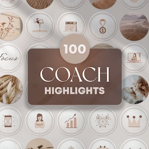 Coach Instagram Story Highlight Covers. Neutral beige Canva Icons. Neutral Beige Branding Images & Titles for Workshop, Mastery Course Feed