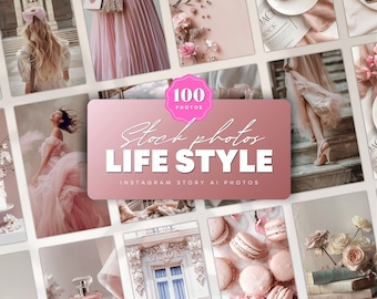 Rose Gold Stock Photos: 100 Instagram Story Lifestyle Images (PNG) Digital Download