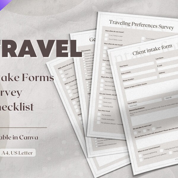 Travel Inquiry Form Templates Etsy
