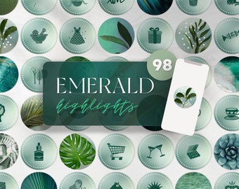 Green Instagram Highlight Story Cover Icons. Skincare Sage Mint Covers, Greenary Aesthetic Canva Icons. DIY Emerald Green Nature Highlights