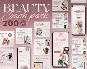 Estheticians Beauty Business Instagram Template Pack. Story & Post Editable in Canva. Dusty Pink Coach IG Feed. Lash, Hair, Makeup Marketing