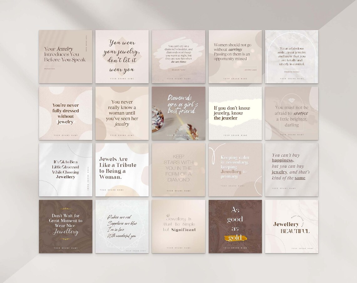 Jewelry Quotes Instagram Post Templates Canva. Inspiration Etsy