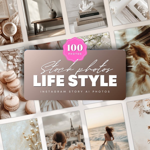 100 Neutral Aesthetic Lifestyle Photos for Instagram Stories & Feed. Elegant Feminine Stock Images for Social Media and Print. Influencer IG