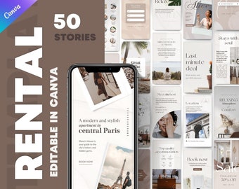 Modelos de Stories do Instagram para anfitriões, design neutro (editáveis no Canva)