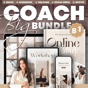 8in1 Life Coach Bundle Welcome Client Packet Templates in Canva. Social Media Instagram Post. Coaching Workbook Worksheets Ebook Lead Magnet