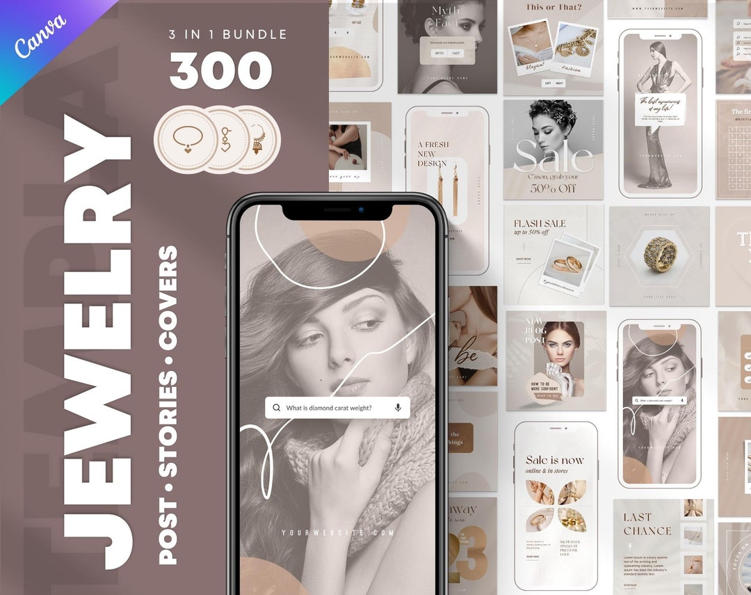 Jewelry Instagram Template Bundle: Social Media Posts, Stories ...