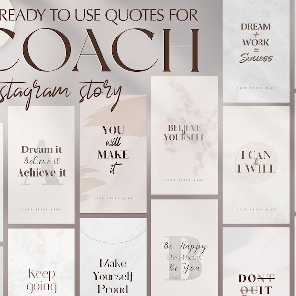 Life Coach Motivational Quote Instagram Story Templates. Positive Teacher Calligraphy Captions. Strong Energy Words. Neutral IG Social Feed