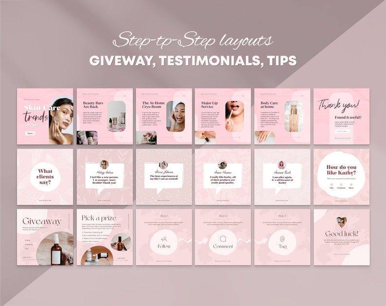Pink Instagram Carousel Post Canva Templates: Beauty & Fashion (Digital Download) image 6