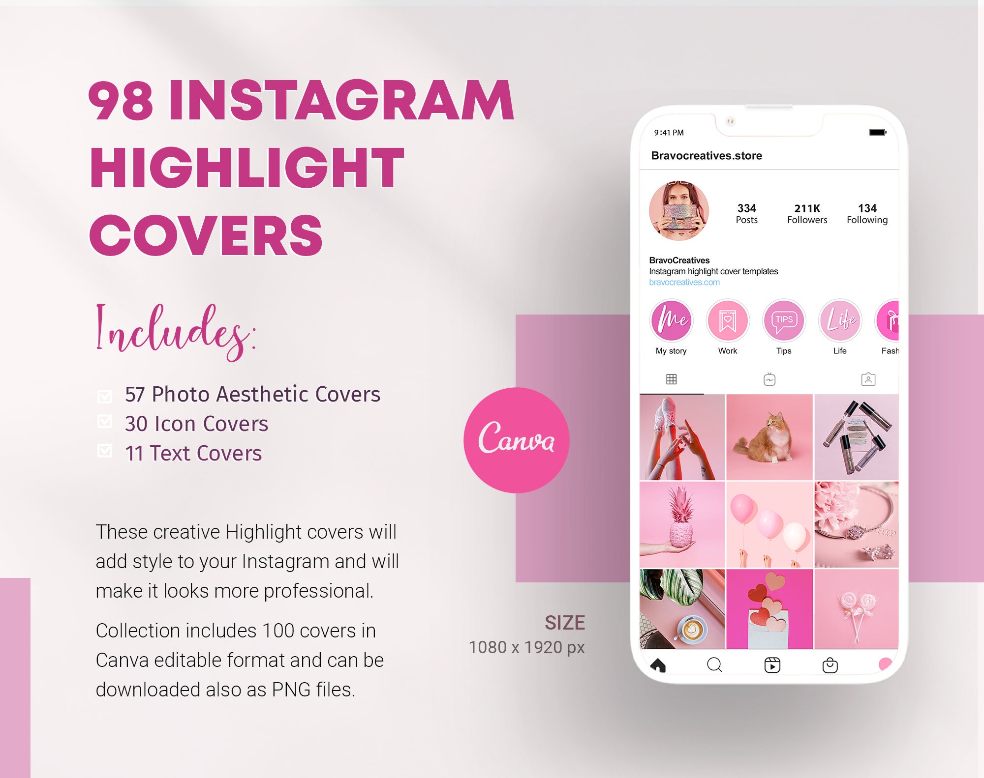 Hot Pink Instagram Story Highlight Covers. Beauty Makeup & Fashion ...