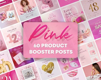 Modelos de posts rosa choque para Instagram: Cuidados com a pele e maquiagem (Canva)